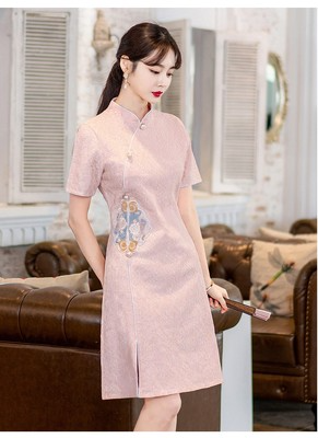 Plus Size Pastel Oriental A Line Cheongsam Dress