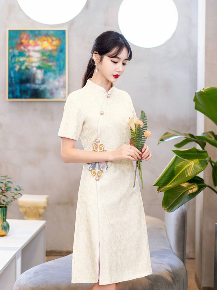 Plus Size Pastel Oriental A Line Cheongsam Dress