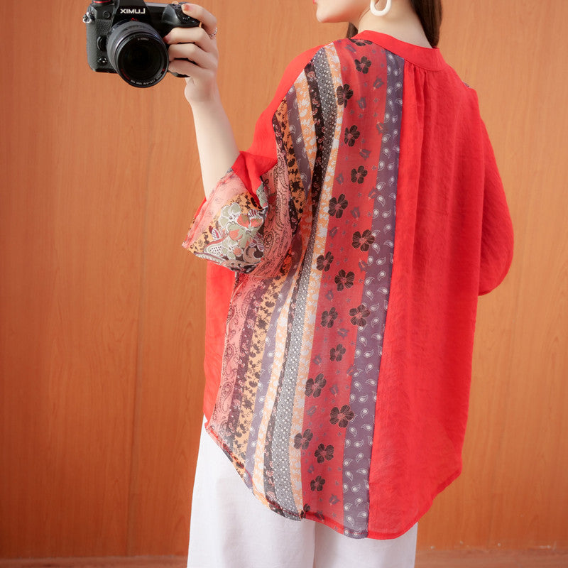 Plus Size Pink Notch Neck Blouse