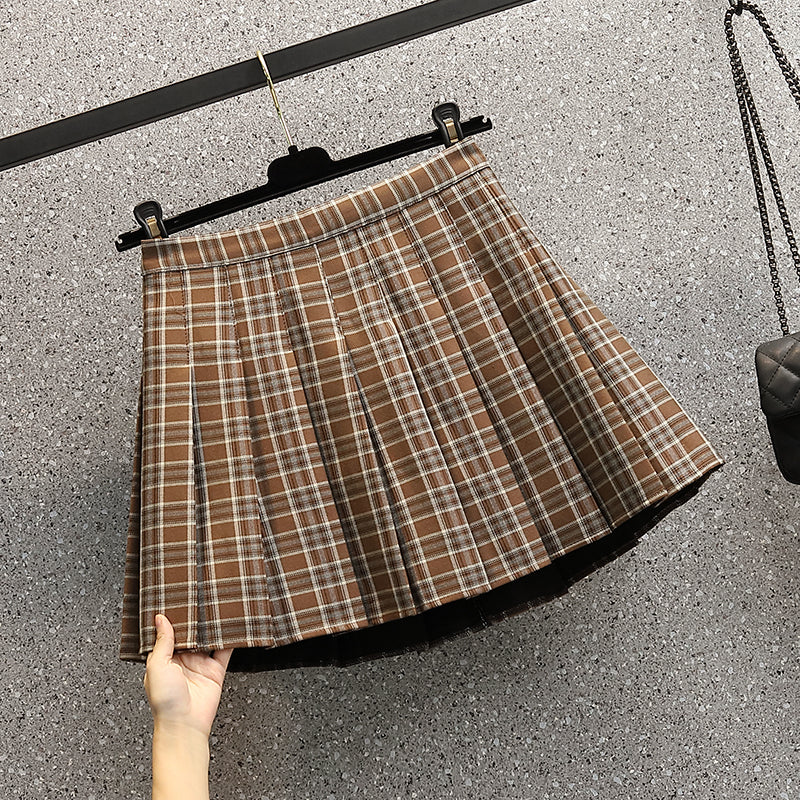 Plus Size Plaid Pleat Mini Skirt