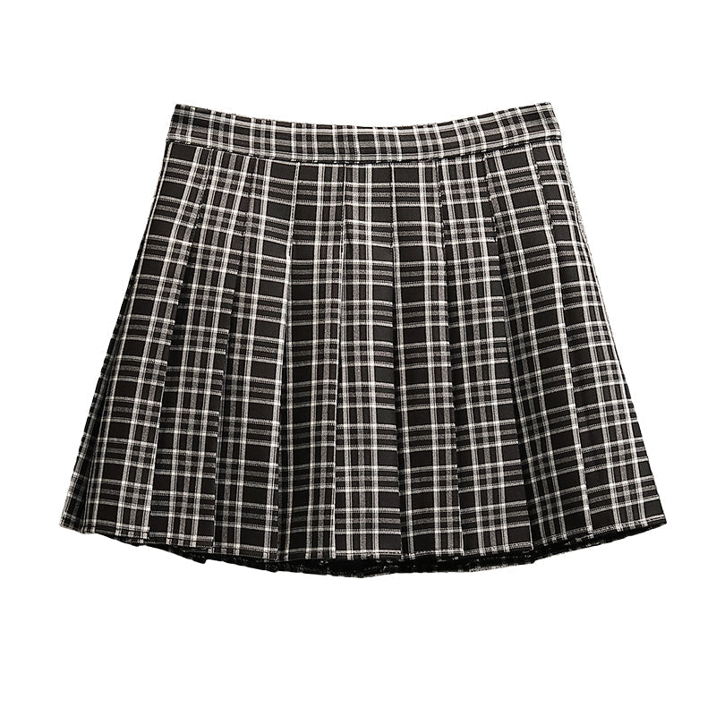 Plus Size Plaid Pleat Mini Skirt