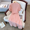 Plus Size Pleat Notch Neck Dress