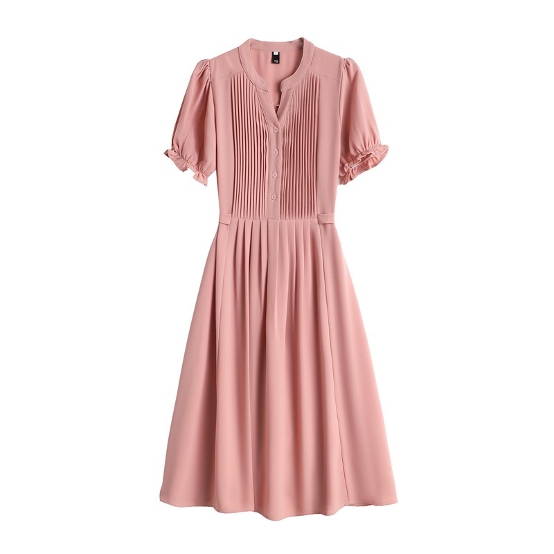 Plus Size Pleat Notch Neck Dress