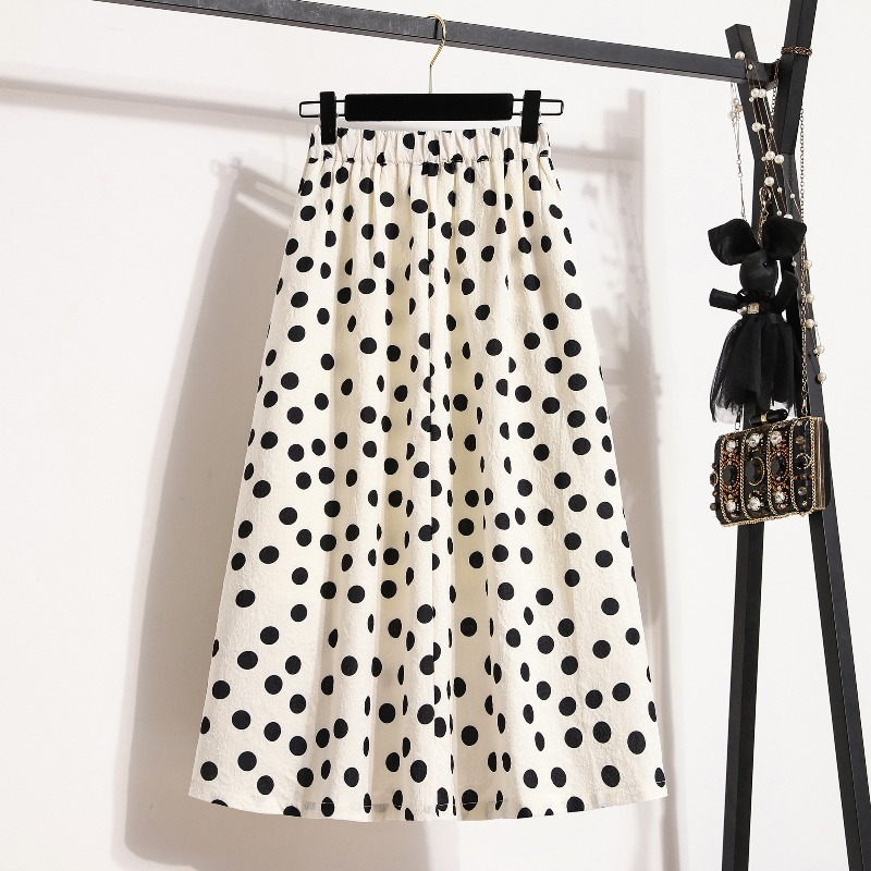 Plus Size Polka Dots A Line Midi Skirt