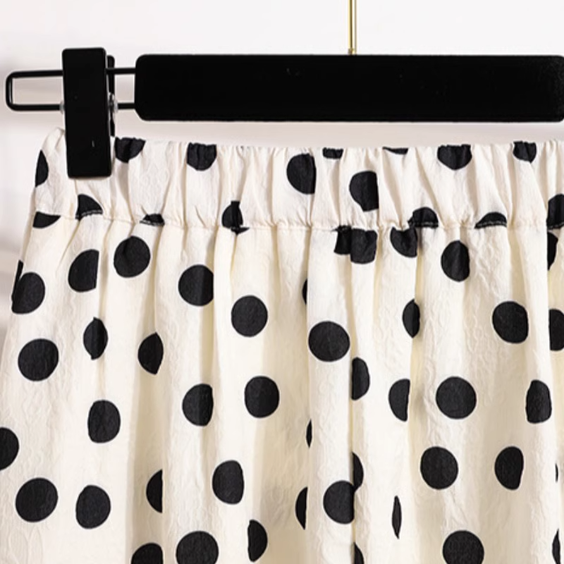 Plus Size Polka Dots A Line Midi Skirt