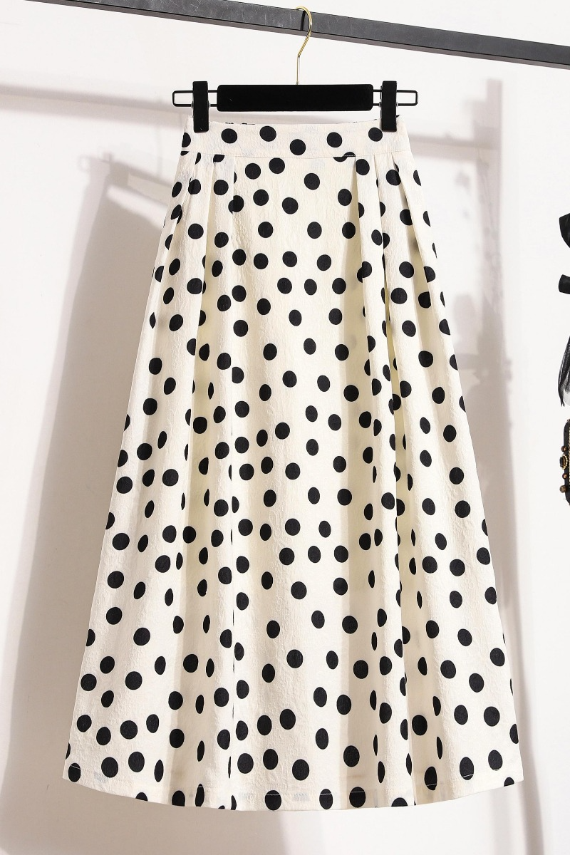 Plus Size Polka Dots A Line Midi Skirt