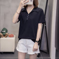 Plus Size Polo Buttons Blouse