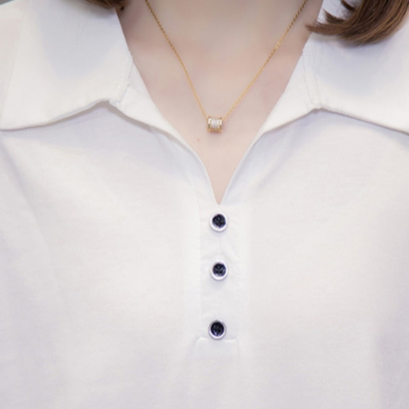 Plus Size Polo Buttons Blouse
