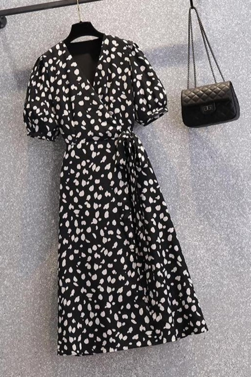Plus Size Print Wrap Dress