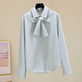 Plus Size Pussybow Long Sleeve Top