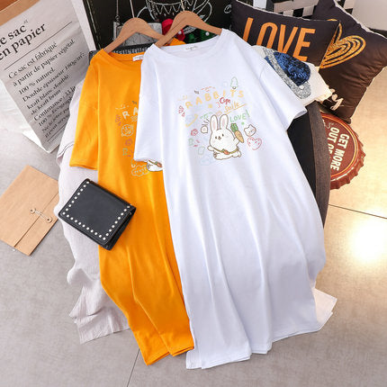 Plus Size Rabbits Cotton T Shirt Dress