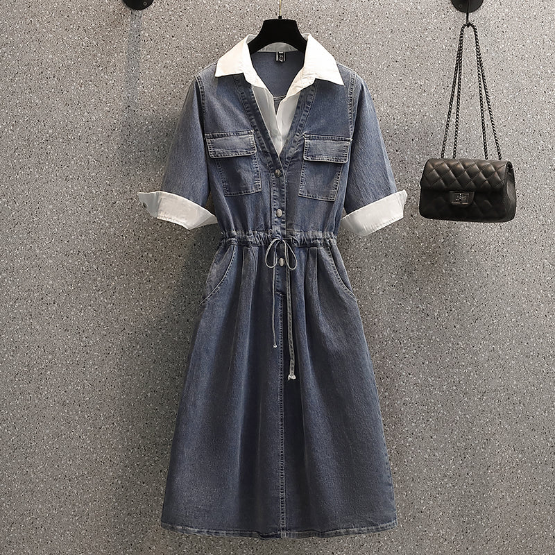 Plus Size Shirt Layer Denim Dress