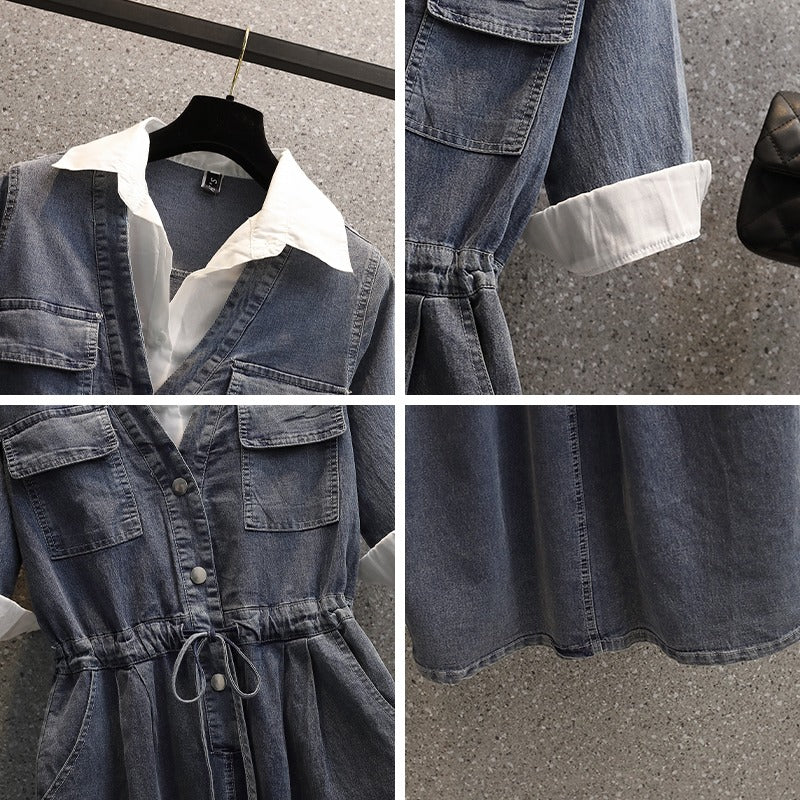 Plus Size Shirt Layer Denim Dress