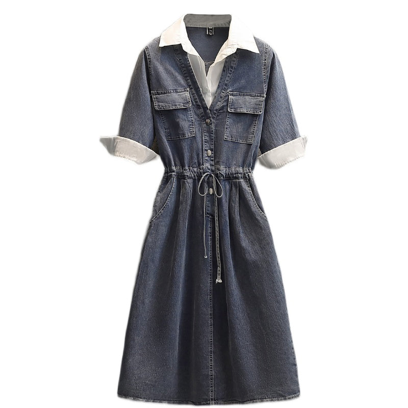 Plus Size Shirt Layer Denim Dress
