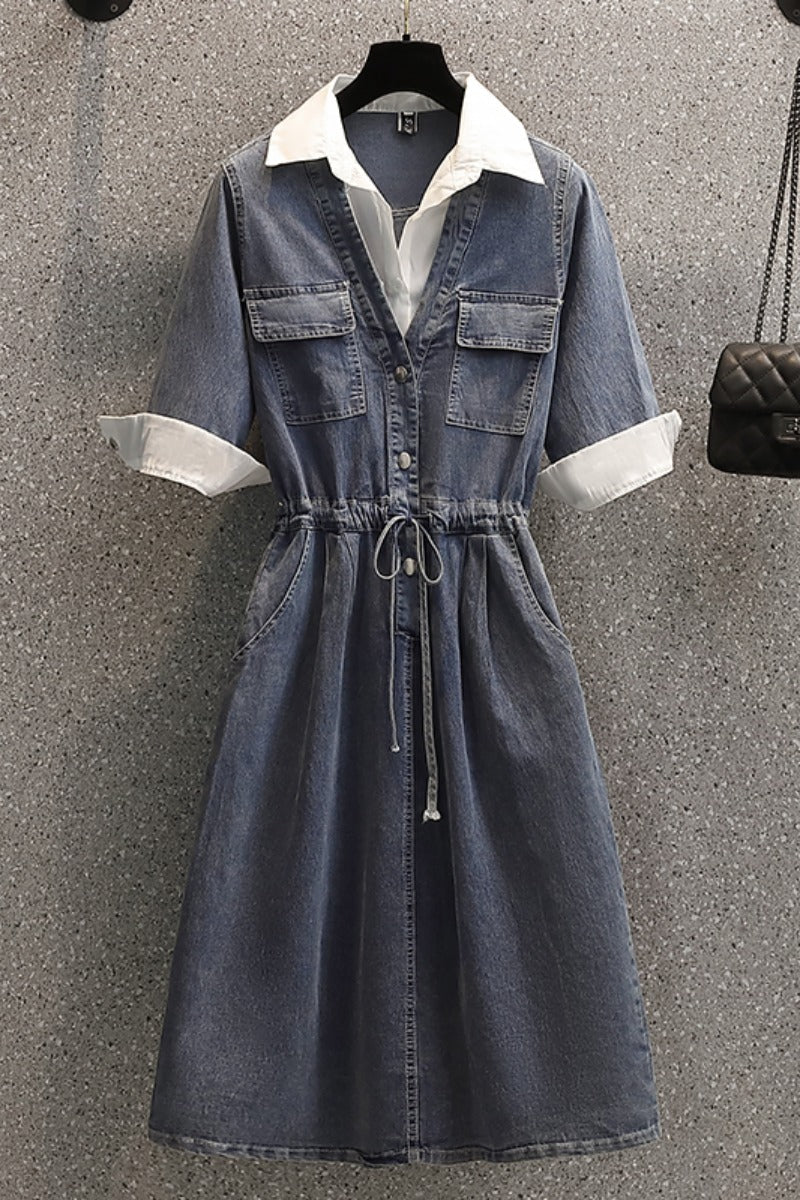 Plus Size Shirt Layer Denim Dress