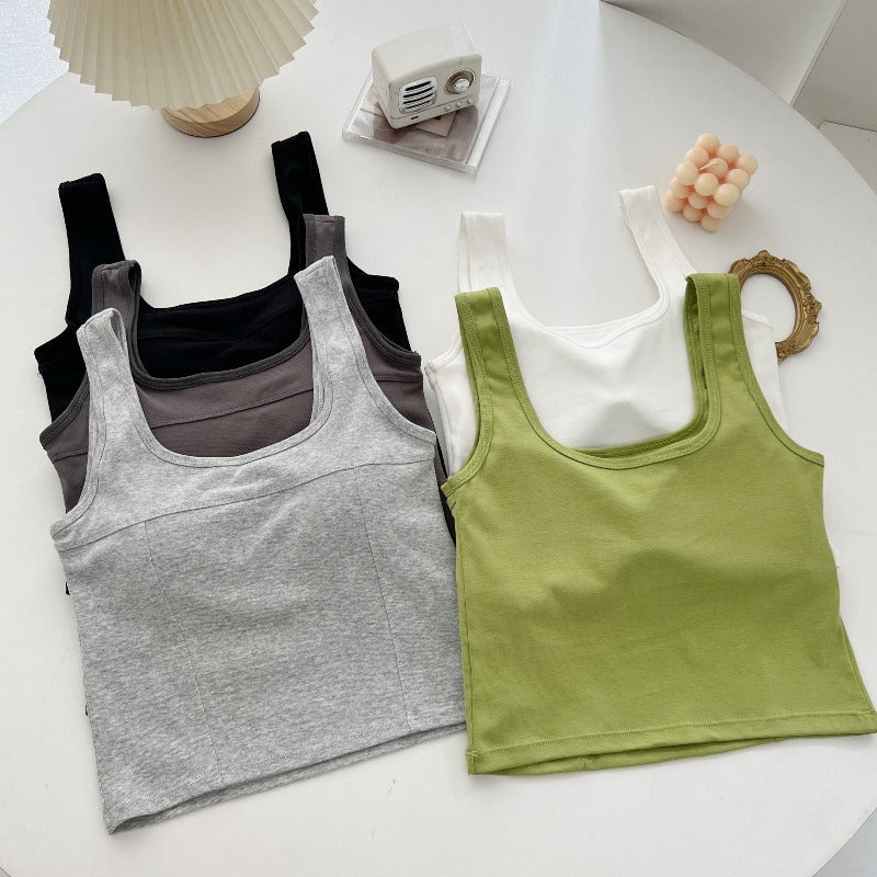 Plus Size Square Neck Cami Padded Crop Top