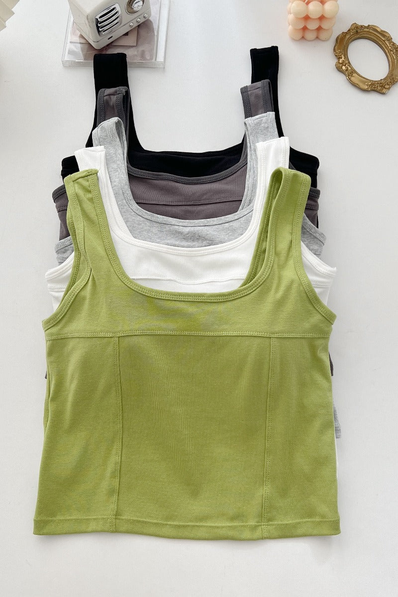 Plus Size Square Neck Cami Padded Crop Top