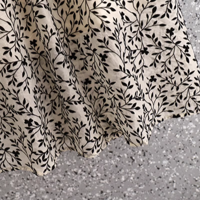 Plus Size Square Neck Monochrome Floral Midi Dress