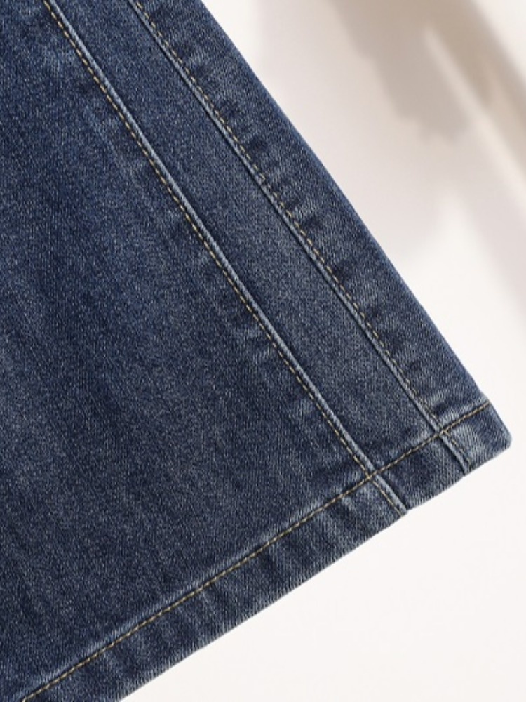 Plus Size Stretchband Denim Midi Skirt