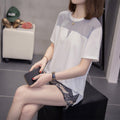 Plus Size Stripe Insert Short Sleeve Blouse