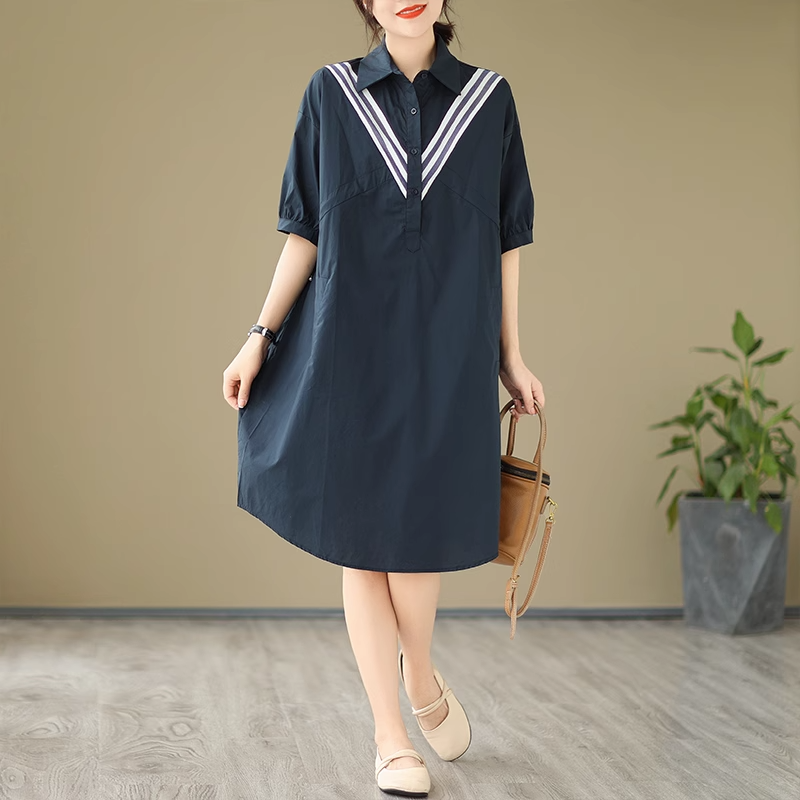 Plus Size Stripe Pocket Shirt Dress