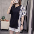 Plus Size Stripe Side Tie Blouse