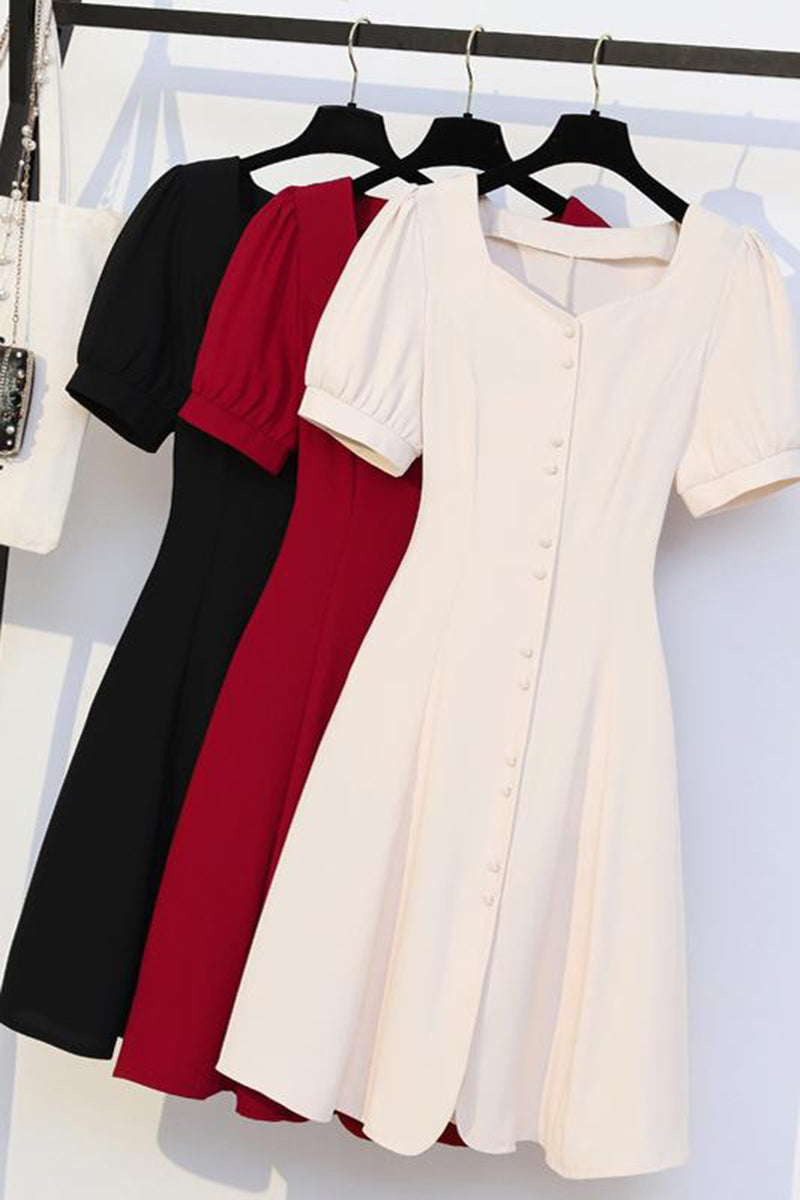 Plus Size Sweetheart Buttons Dress
