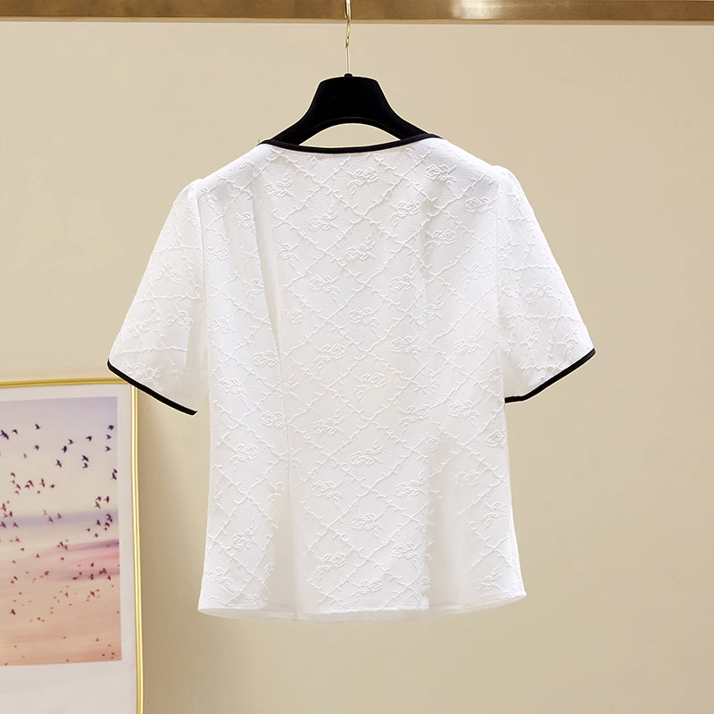 Plus Size Textured Monochrome Blouse