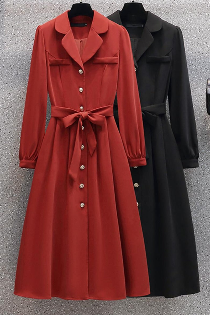Plus Size Trench Long Sleeve Shirt Dress