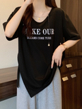 Plus Size Words Chain Loose Korean Top
