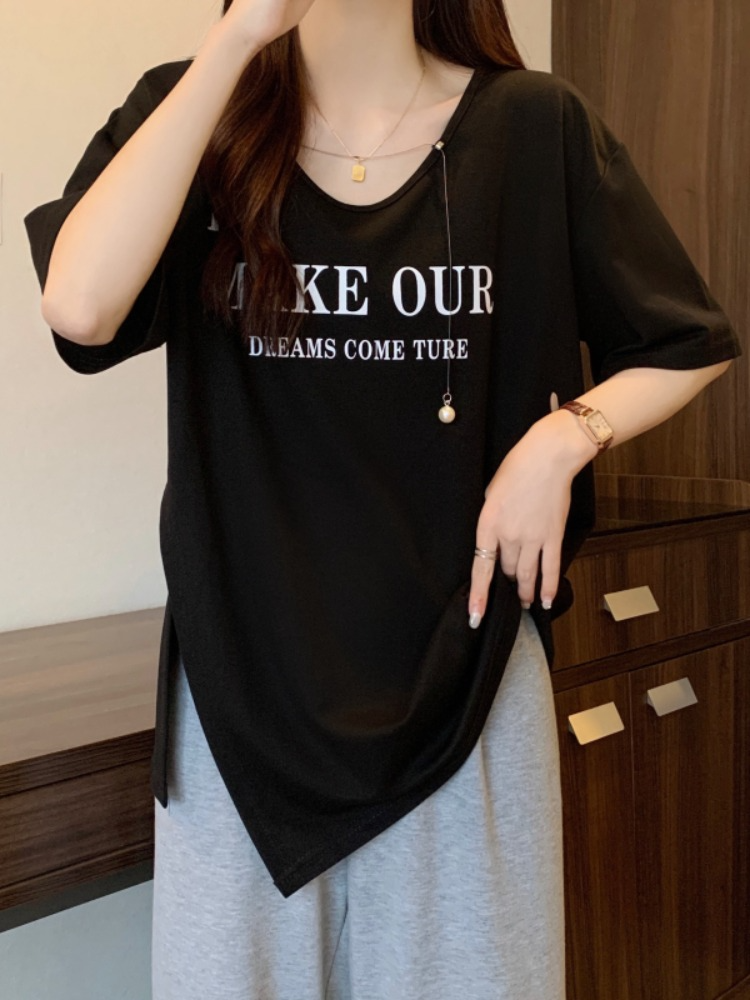 Plus Size Words Chain Loose Korean Top