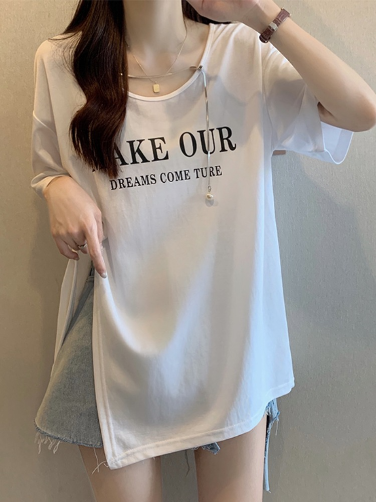 Plus Size Words Chain Loose Korean Top