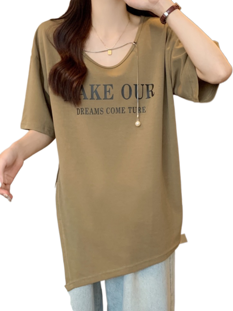 Plus Size Words Chain Loose Korean Top