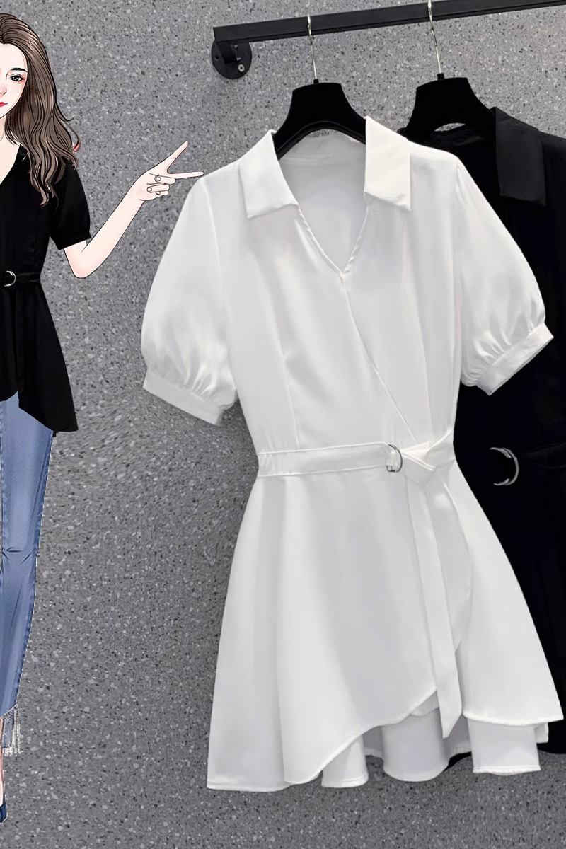 Plus Size Wrap Long Blouse