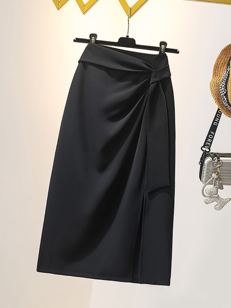 Plus Size Wrap Midi Skirt