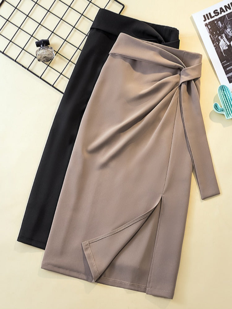 Plus Size Wrap Midi Skirt