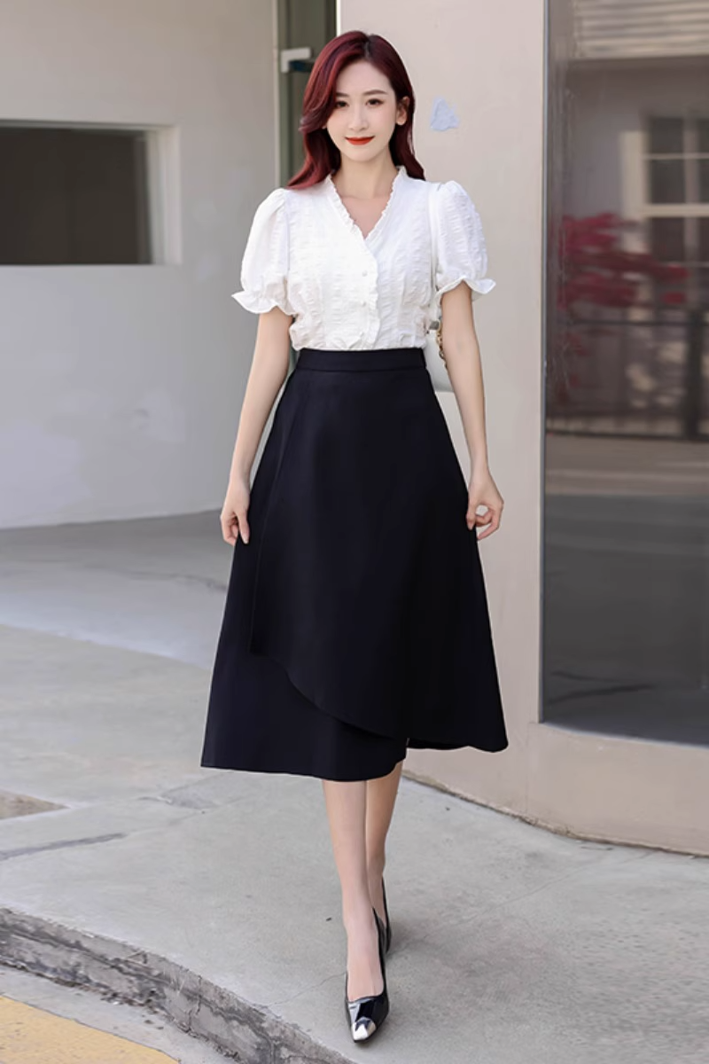 Plus Size Wrap Work Skirt