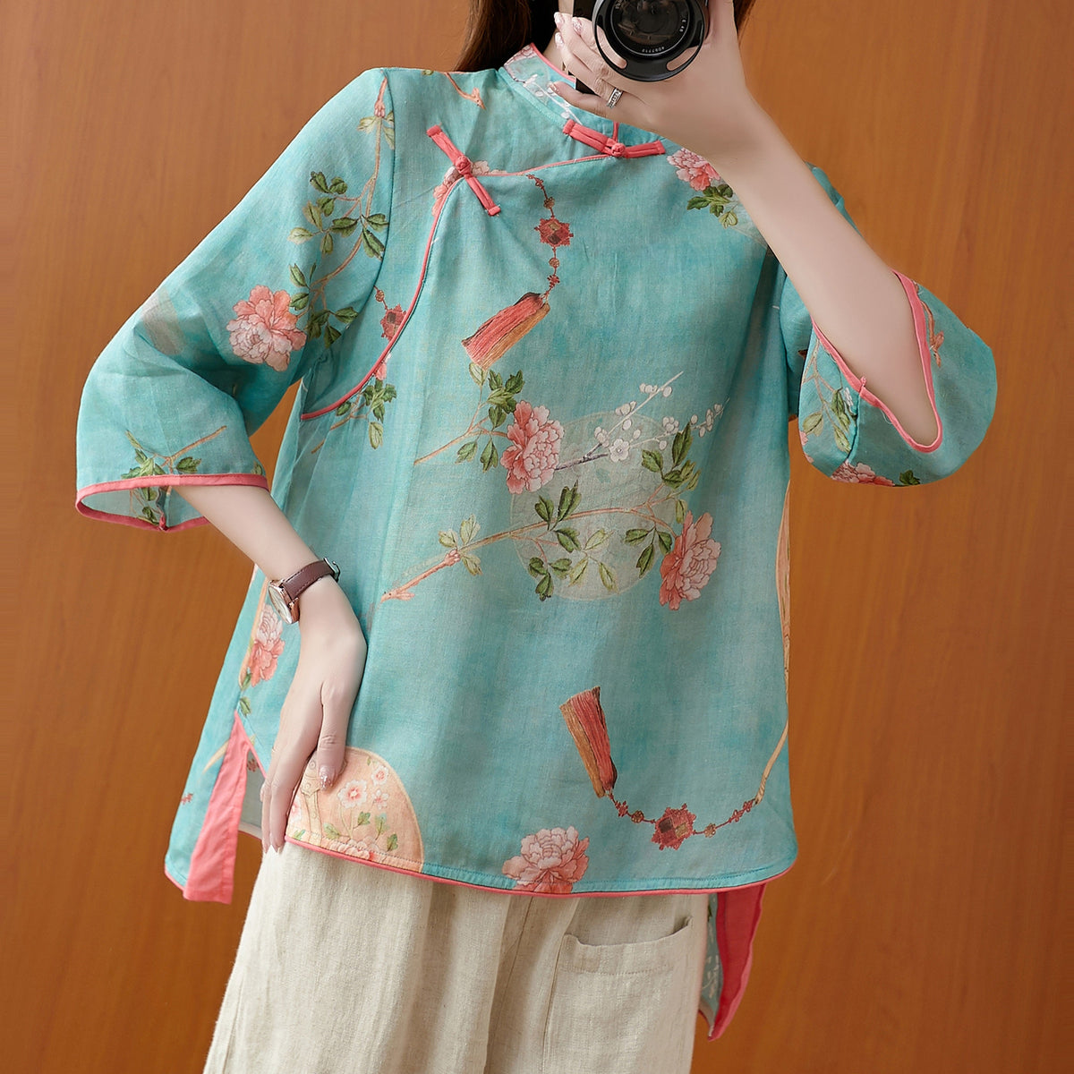 Plus Size Art Cheongsam Blouse