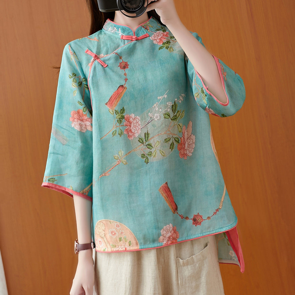 Plus Size Art Cheongsam Blouse