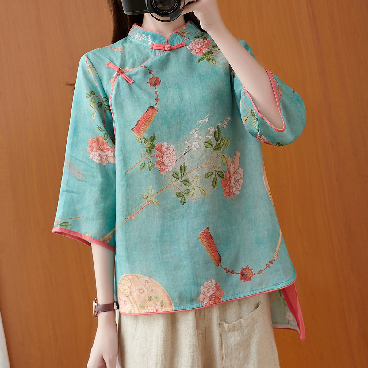 Plus Size Art Cheongsam Blouse