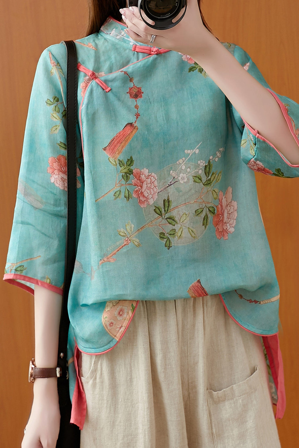 Plus Size Art Cheongsam Blouse