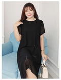 Plus size black nature chiffon dress