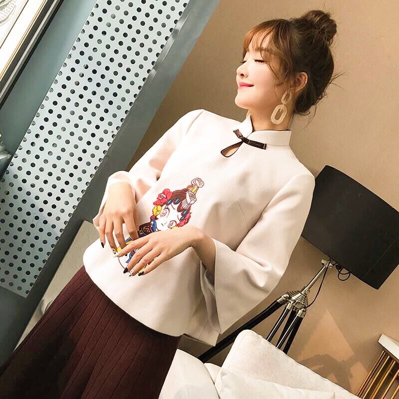 Plus size chinese cartoon girl cheongsam blouse