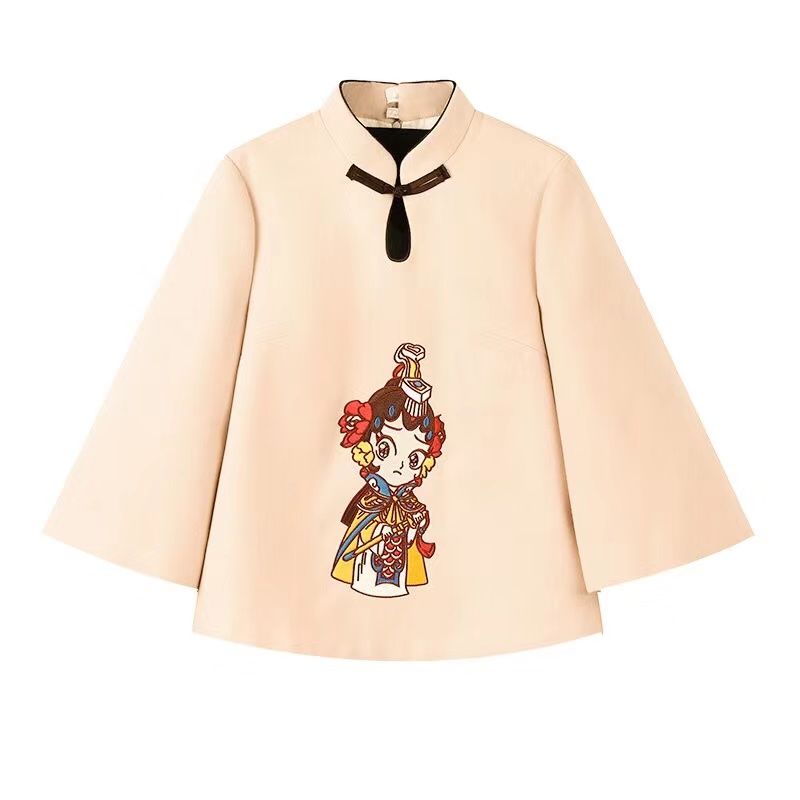 Plus size chinese cartoon girl cheongsam blouse