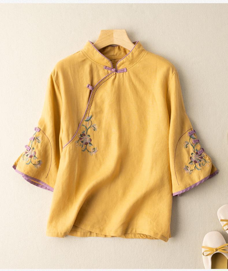 Plus size chinese embroidery cheongsam blouse
