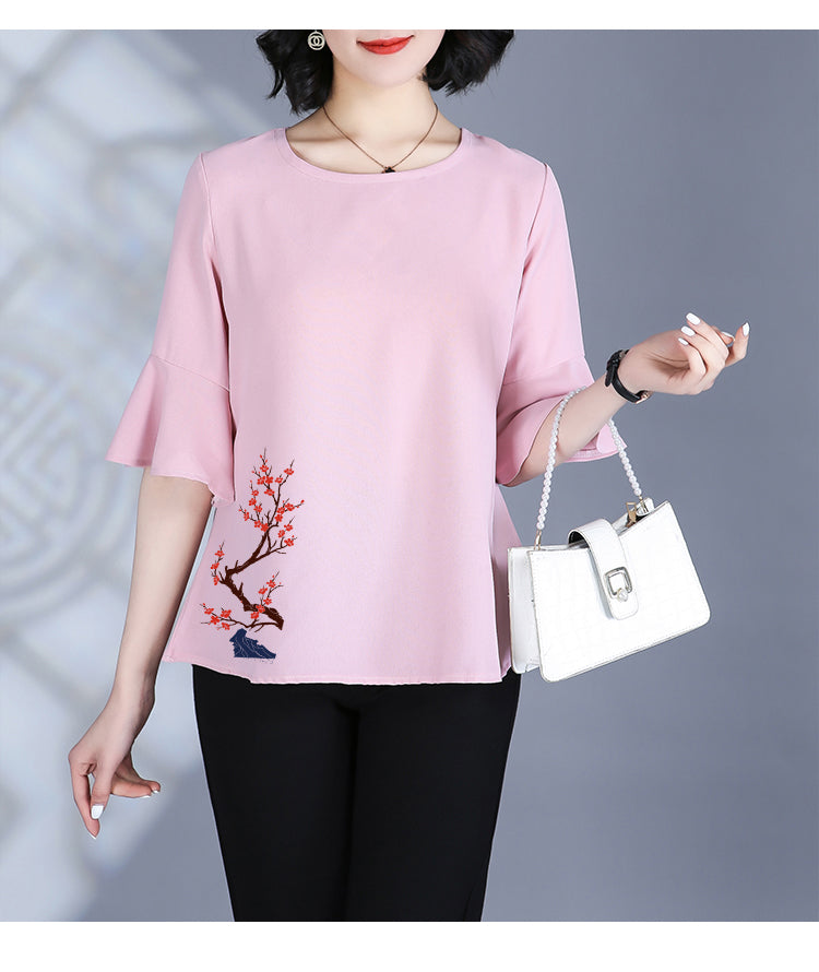 Plus size chinese oriental chiffon blouse