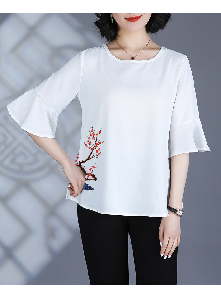 Plus size chinese oriental chiffon blouse