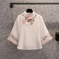 Plus size embroidery oriental cheongsam blouse and skirt set
