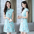 Plus Size Floral Chiffon Cheongsam Dress
