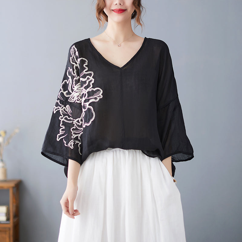 Plus Size Floral Loose Blouse